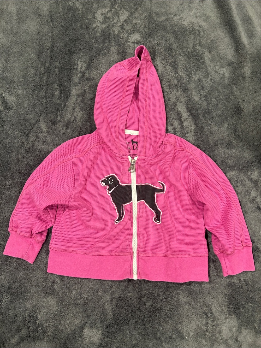 The Black Dog Kids Pink Hooded Zip Sweatshirt with Black Dog Applique